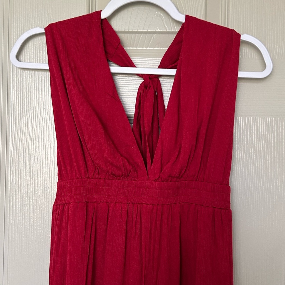 Lulu's Red Cut Out Pleated Jumpsuit